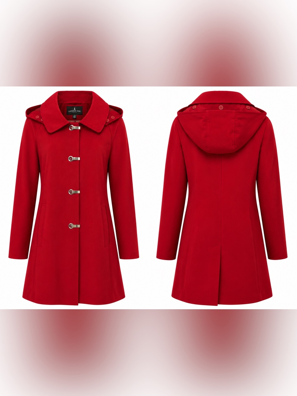 London Fog Red Hooded Toggle Coat Jacket Women’s XL